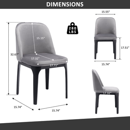 Chaise de salle à manger rembourrée en velours gris et noir