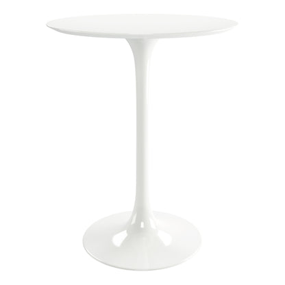 Table de bar ronde blanche en fibre de verre et métal de 32 po