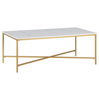 Table basse en acier blanc et doré de 48 po