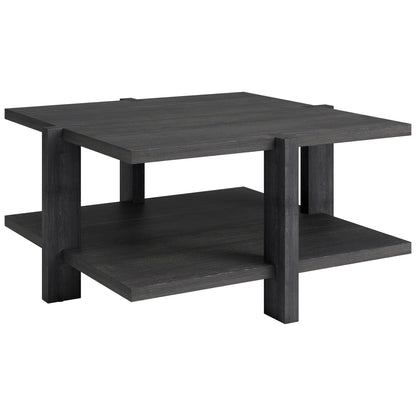 Table basse carrée grise de 35 po avec étagère