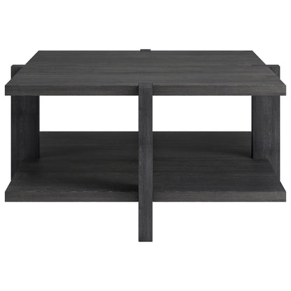 Table basse carrée grise de 35 po avec étagère