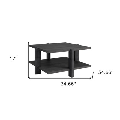 Table basse carrée grise de 35 po avec étagère