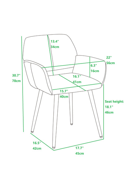 Chaise de salle à manger à dossier ouvert en velours vert