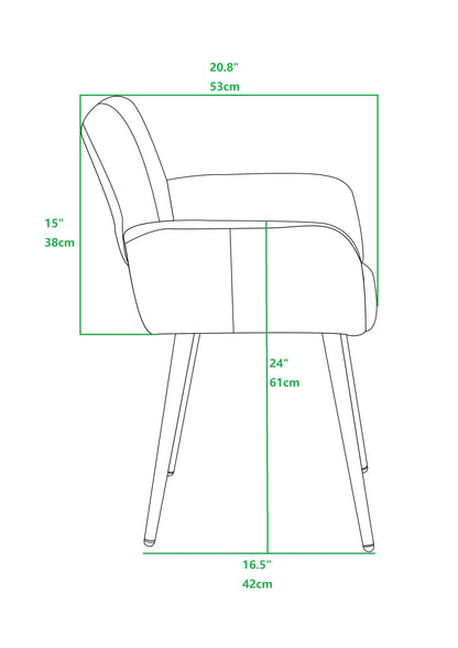 Chaise de salle à manger à dossier ouvert en velours vert