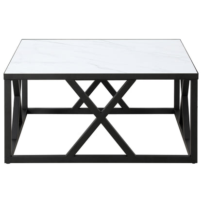 Table basse carrée en acier blanc et noir de 35 po