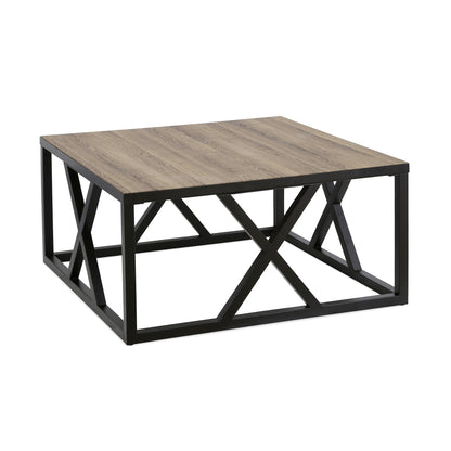 Table basse carrée en acier noir de 35 po