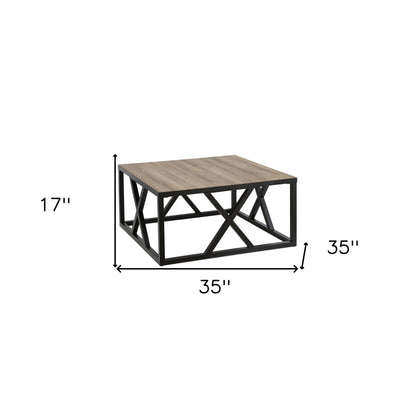 Table basse carrée en acier noir de 35 po