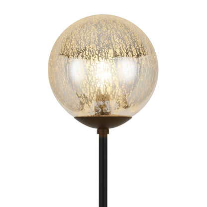 66" Black Floor Lamp With Gold Mercury Glass Globe