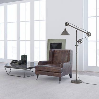 70" Steel Reading Floor Lamp With Silver Cone Shade