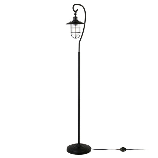 63" Black Arched Floor Lamp With Clear Transparent Glass Globe Shade