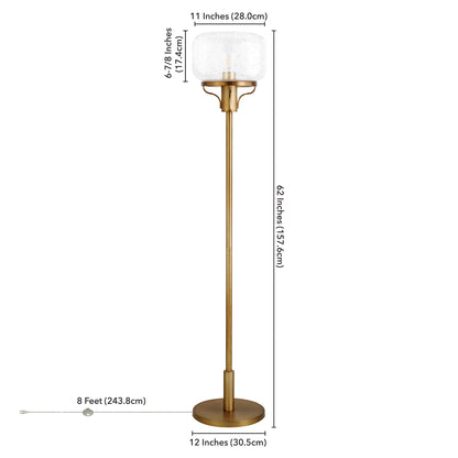 62" Brass Novelty Floor Lamp With Clear Seeded Glass Globe Shade