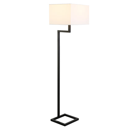 64" Black Floor Lamp With White Frosted Glass Rectangular Shade