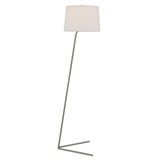 60" Nickel Novelty Floor Lamp With White Frosted Glass Drum Shade