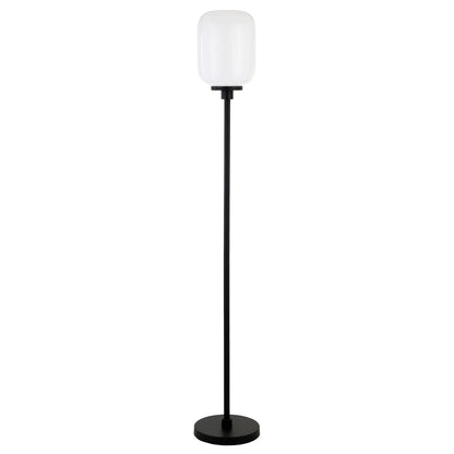 69" Black Novelty Floor Lamp With White Frosted Glass Globe Shade