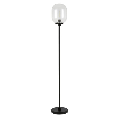 69" Black Novelty Floor Lamp With Clear Seeded Glass Globe Shade