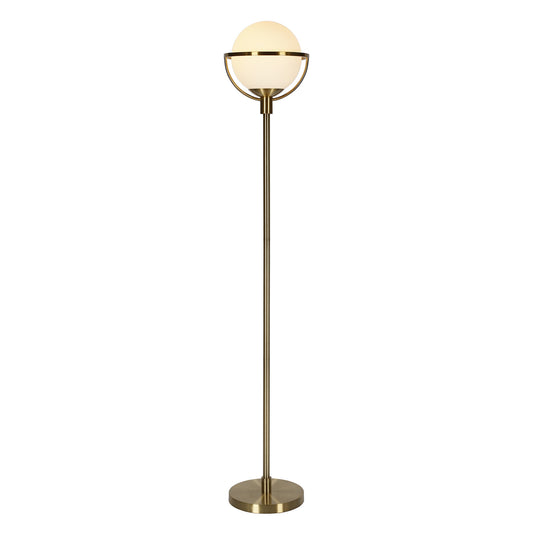 68" Brass Novelty Floor Lamp With White Frosted Glass Globe Shade