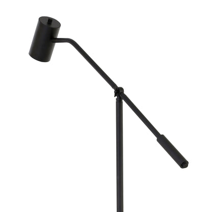 60" Black Swing Arm Floor Lamp With Black Drum Shade