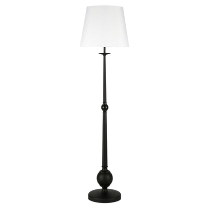 Lampadaire noir de forme traditionnelle de 68 po avec abat-jour tambour en verre dépoli blanc