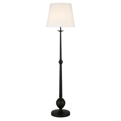 Lampadaire noir de forme traditionnelle de 68 po avec abat-jour tambour en verre dépoli blanc