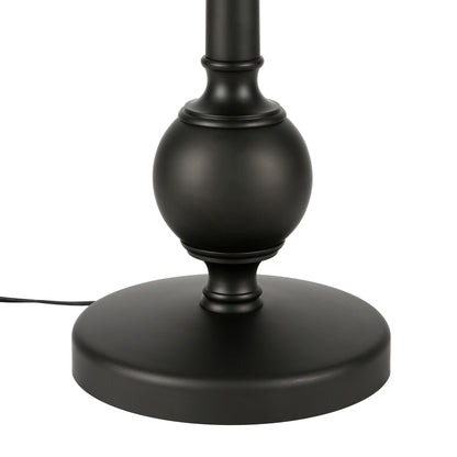 Lampadaire noir de forme traditionnelle de 68 po avec abat-jour tambour en verre dépoli blanc