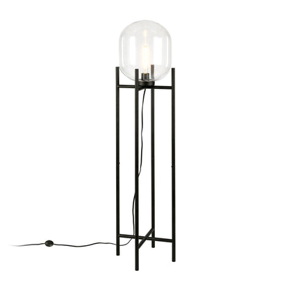 55" Black Novelty Floor Lamp With Clear Transparent Glass Globe Shade