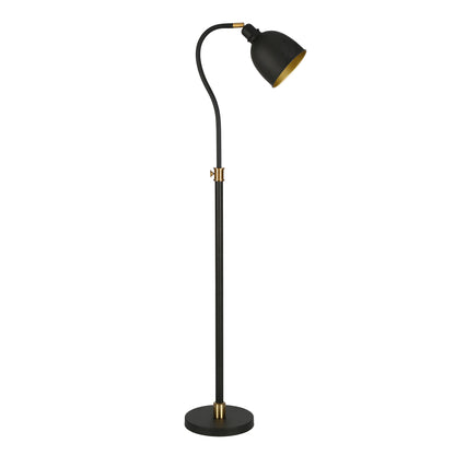 68" Black Adjustable Reading Floor Lamp With Black Dome Shade