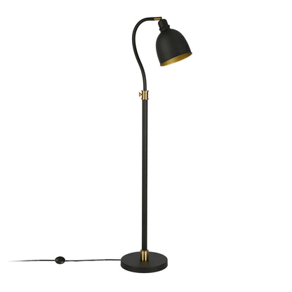 68" Black Adjustable Reading Floor Lamp With Black Dome Shade