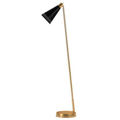 62" Black Reading Floor Lamp With Black Cone Shade