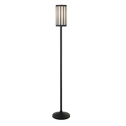 63" Black Torchiere Floor Lamp With Black Drum Shade