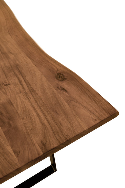 Table basse en bois massif et fer brun et noir de 54 po