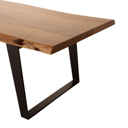 Table basse en bois massif et fer brun et noir de 54 po