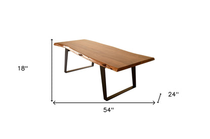 Table basse en bois massif et fer brun et noir de 54 po