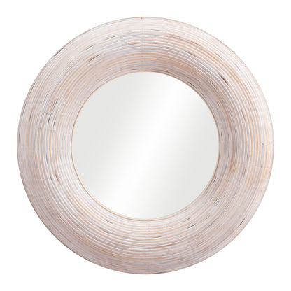 Miroir d'appoint rond encadré beige de 32 po