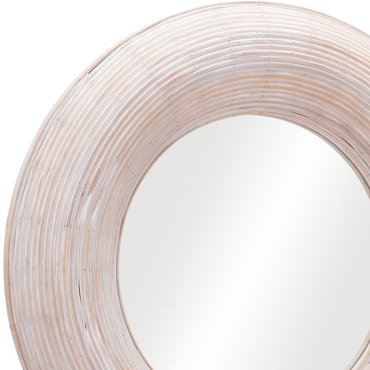 Miroir d'appoint rond encadré beige de 32 po