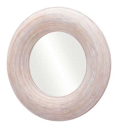 Miroir d'appoint rond encadré beige de 32 po