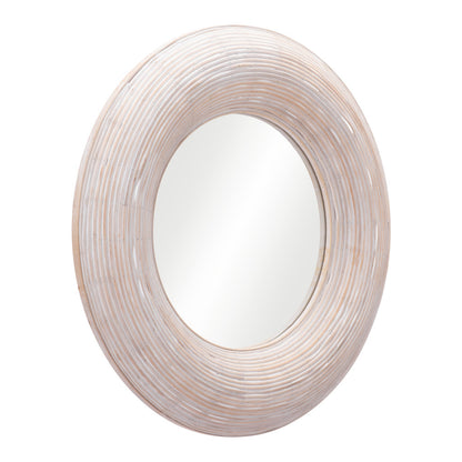 Miroir d'appoint rond encadré beige de 32 po