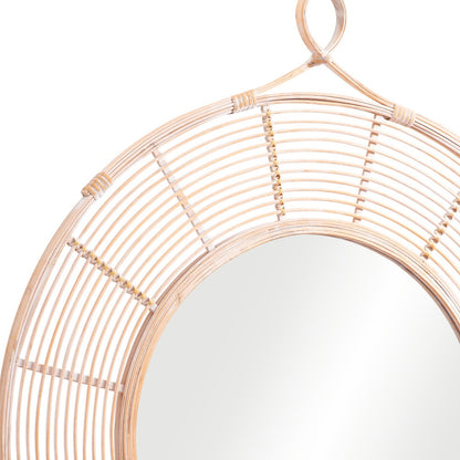 Miroir d'appoint encadré rond naturel de 37 po