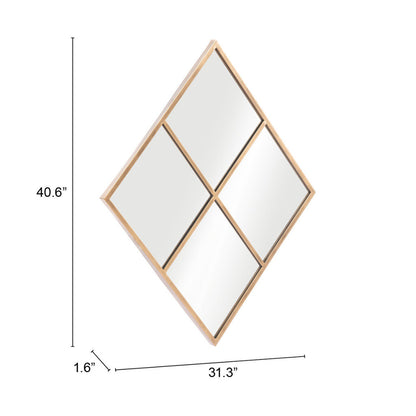 Miroir décoratif avec cadre en acier et diamant doré de 41 po