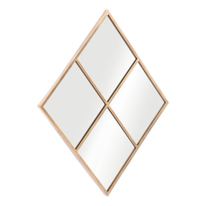 Miroir décoratif avec cadre en acier et diamant doré de 41 po