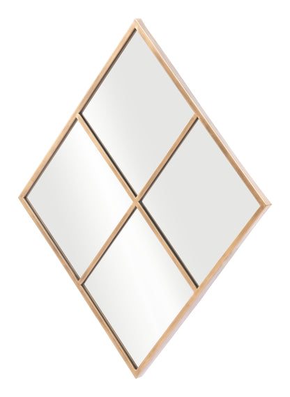 Miroir décoratif avec cadre en acier et diamant doré de 41 po