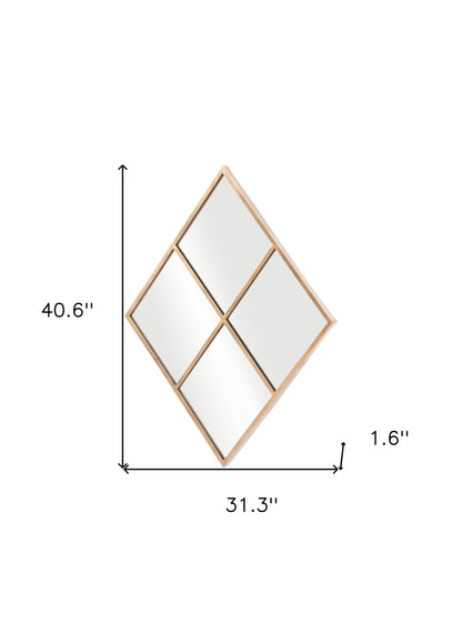 Miroir décoratif avec cadre en acier et diamant doré de 41 po