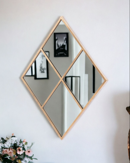 Miroir décoratif avec cadre en acier et diamant doré de 41 po