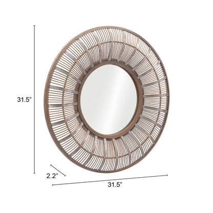 Miroir d'appoint rond marron de 32 po