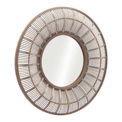 Miroir d'appoint rond marron de 32 po