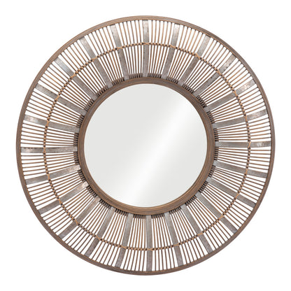 Miroir d'appoint rond marron de 32 po