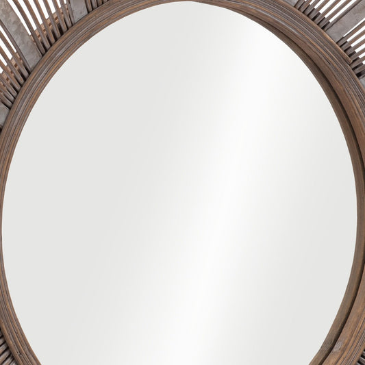 Miroir d'appoint rond marron de 32 po