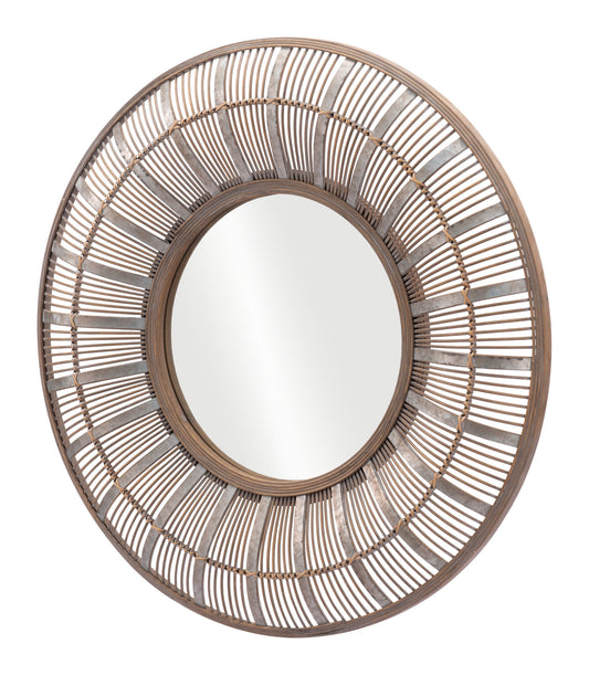 Miroir d'appoint rond marron de 32 po