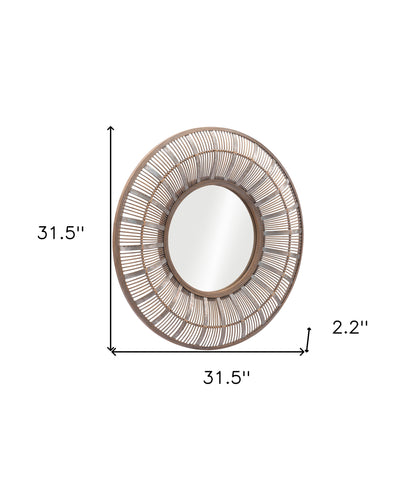 Miroir d'appoint rond marron de 32 po