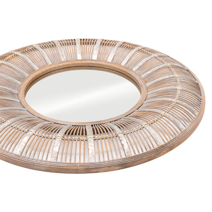 Miroir d'appoint rond marron de 32 po