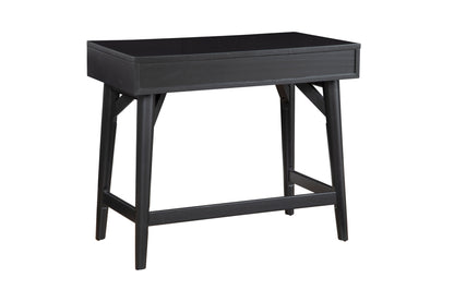 36" Black Solid Wood Writing Desk With Two Drawers